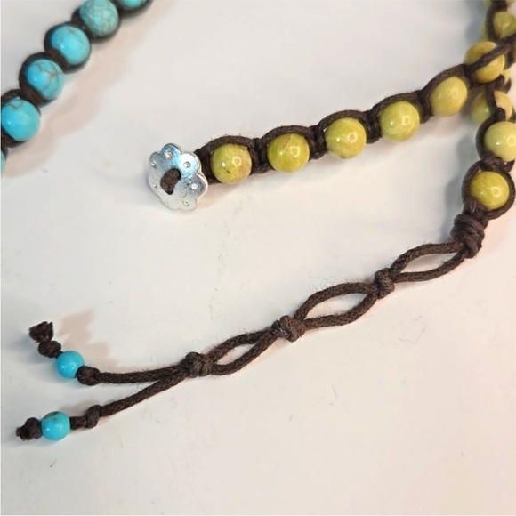 🔥Stella & Dot Teal Yellow Jade Beads Long Wrap Corded Bracelet Necklace - Picture 5 of 6